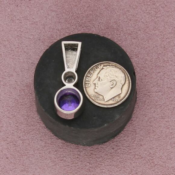 sterling silver purple & clear cz fire opal pendant - Picture 3 of 3